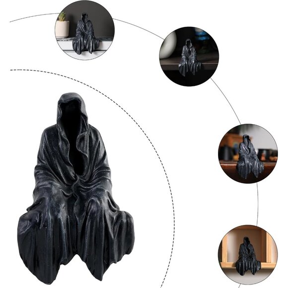 5.9 inch Tabletop Gothic Figurine Grim Reaper Statue for Garden or Bookshelf - Picture 7 of 9